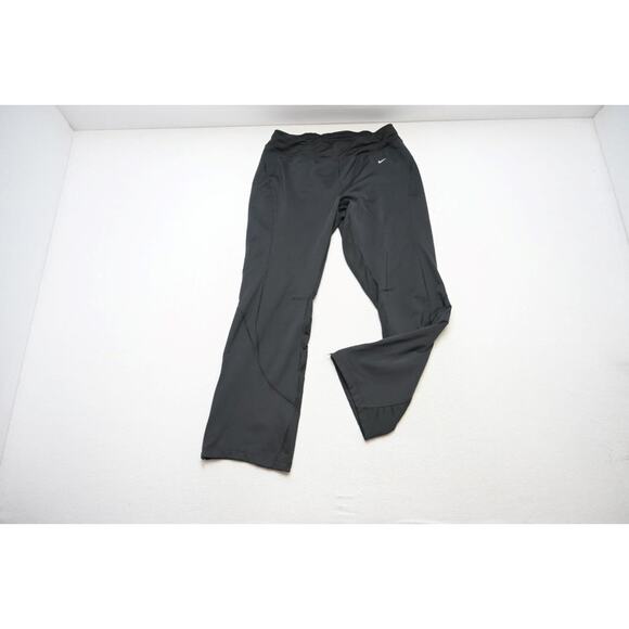 Nike Running Sweat Pants Joggers Black With Pockets Womens Sz Large Short - Picture 1 of 8